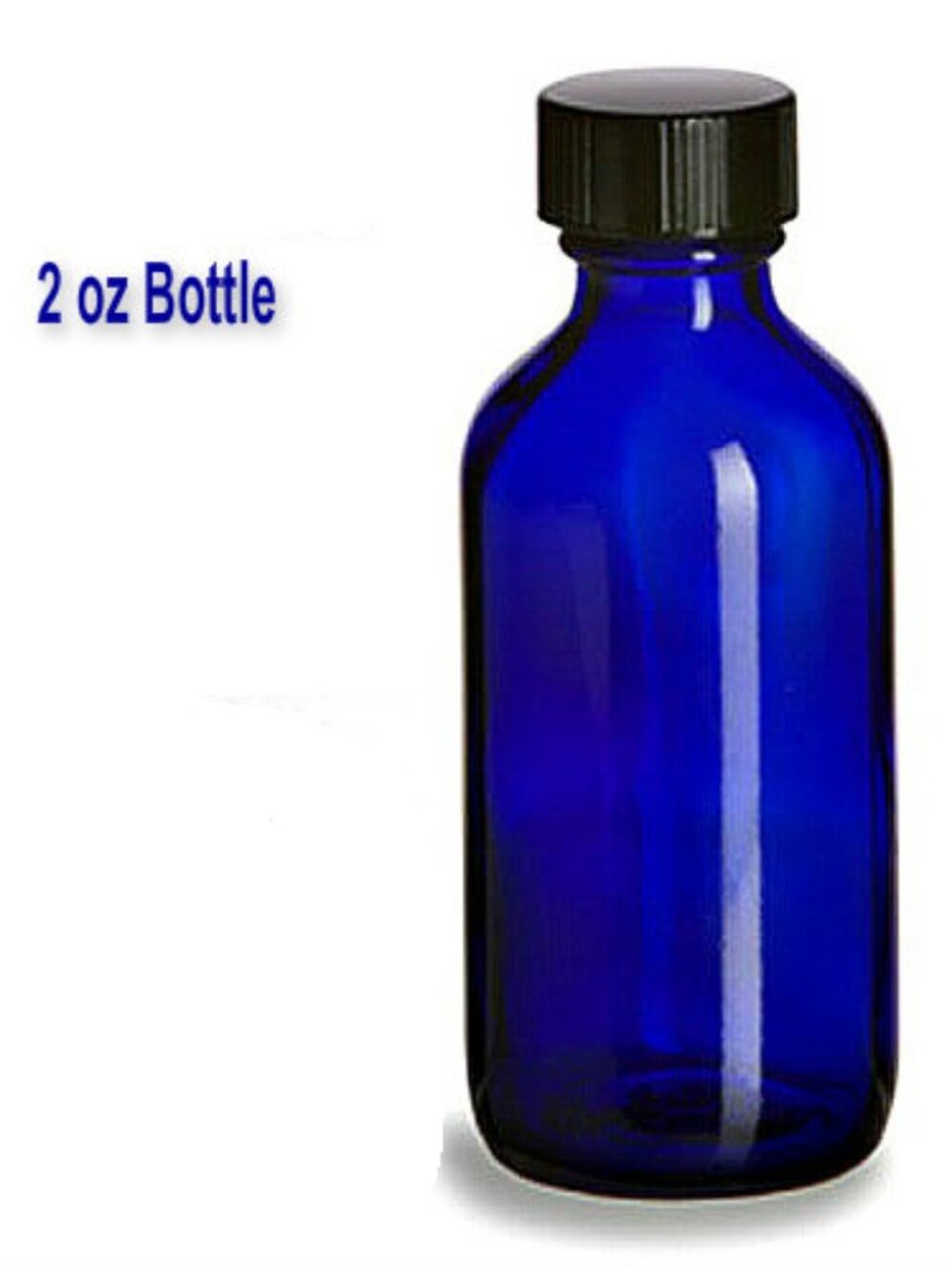 12 (Twelve) 2 oz Cobalt Blue Glass Boston Round Bottles + Black Screw Top NWOT